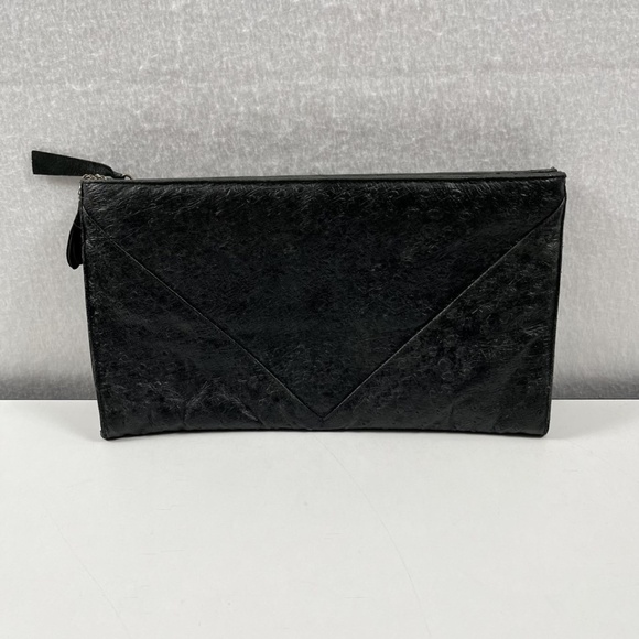Vintage Ruth Saltz Black Leather Clutch Exclusively for Janette Nutley Center - Picture 1 of 10